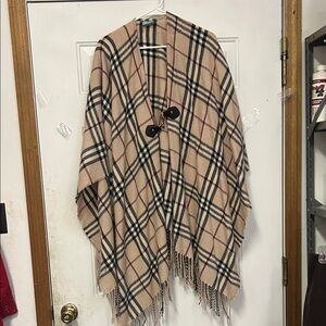 Initials inc Plaid Women's Poncho Coat one size fits all with latch on front